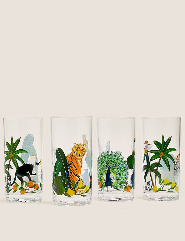 M&S Set of 4 Jungle Picnic Highballs