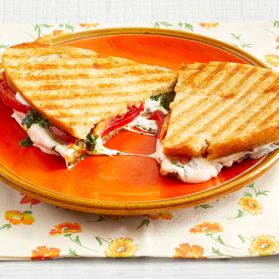 pesto caprese hot sandwich melt
