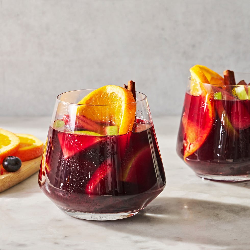 Red Sangria red sangria with fruit and cinnamon sticks