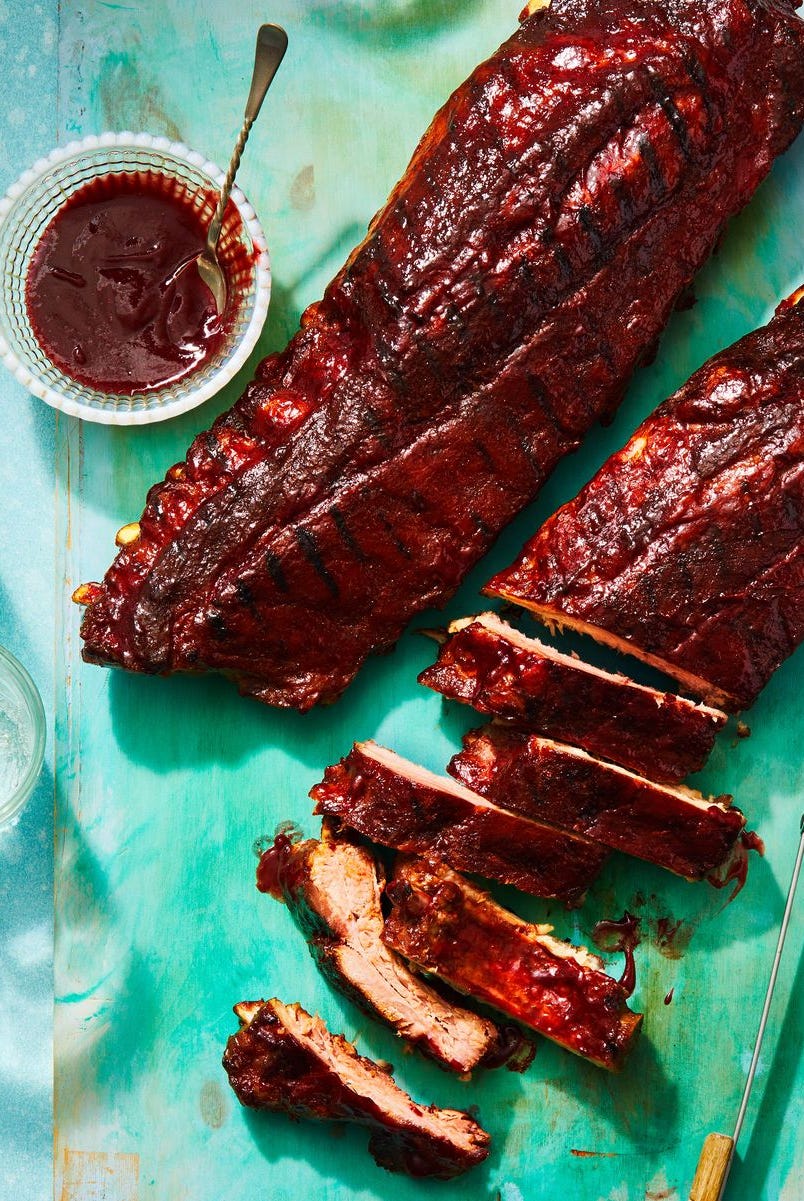blackberry glazed ribs with sauce on the side