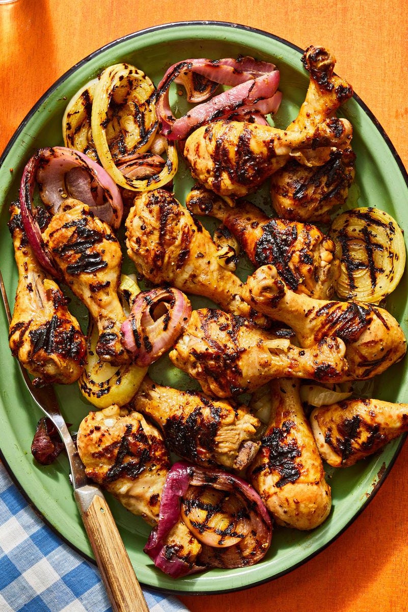 double mustard marinated grilled chicken drumsticks