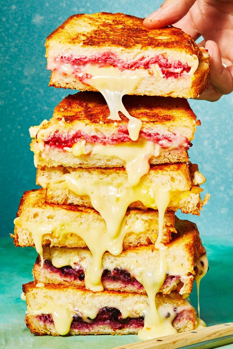 jammy grilled cheeses stacked on top of each other