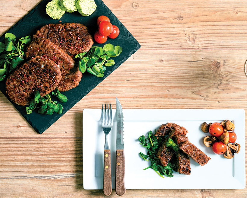 Vegan Peppered Haché Steak with Garlic Butter