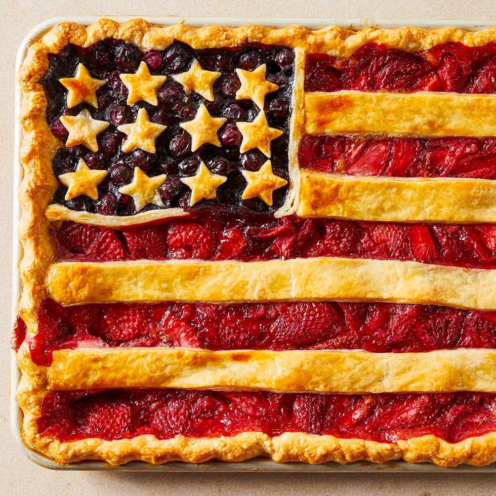 American Pie strawberries and blueberries with pie crust stars and stripes