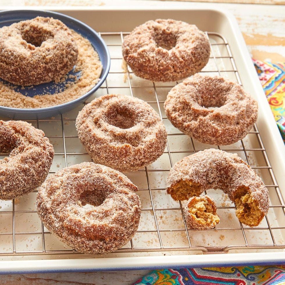 apple cider doughnuts on wire rack