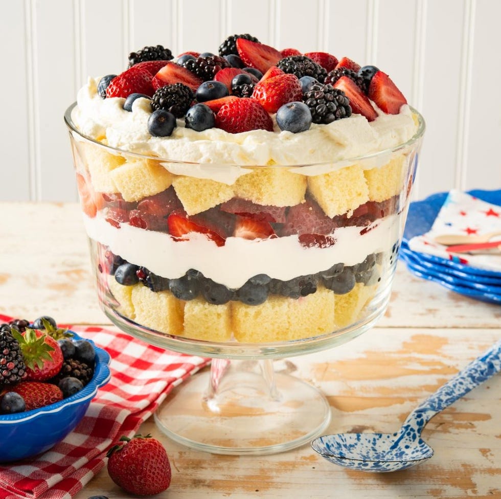 berry desserts red white blue trifle