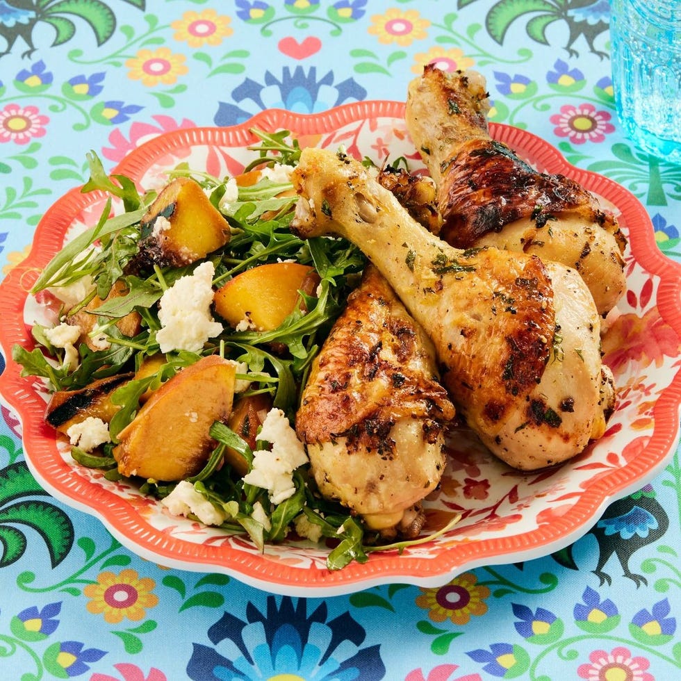best grilling recipes chicken drumsticks grilled peach salad chicken drumsticks grilled peach salad