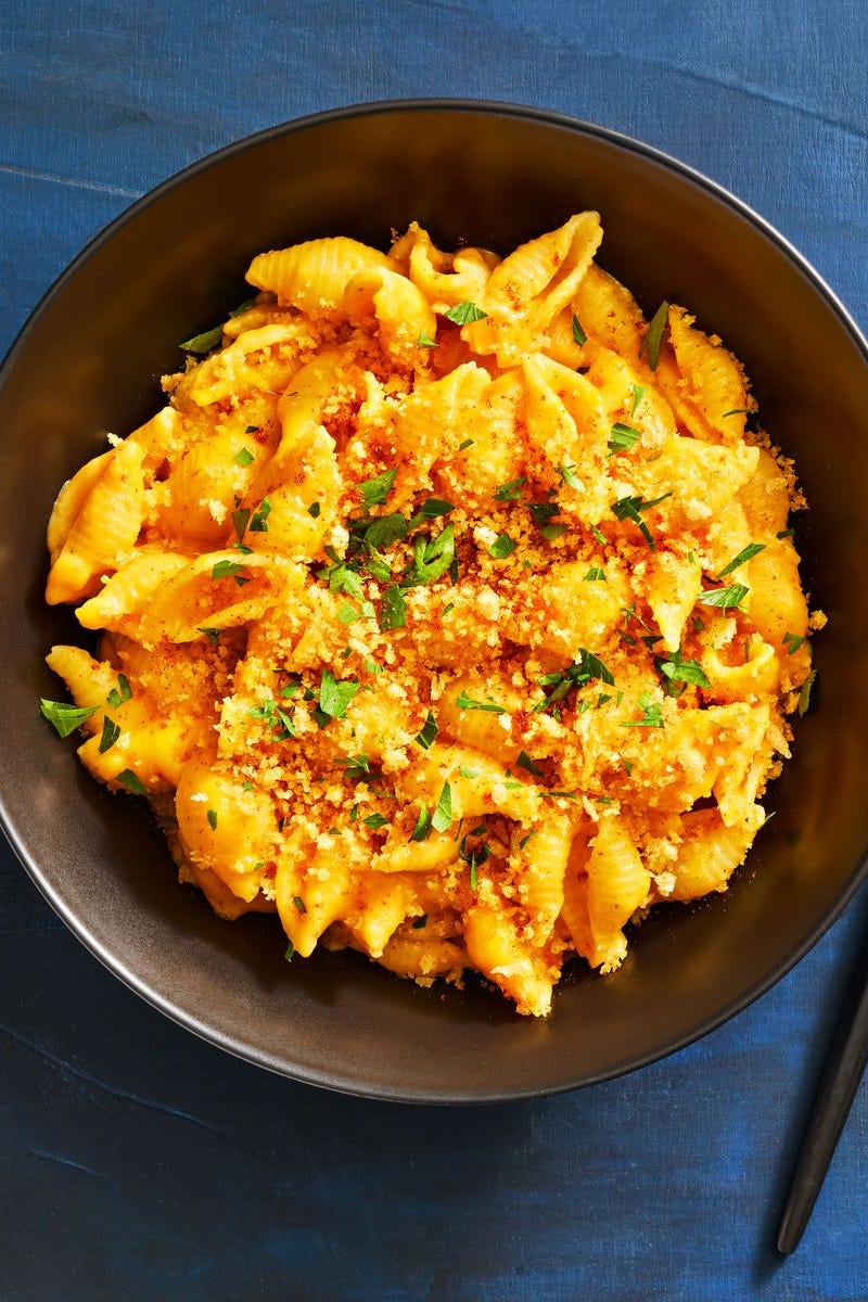 butternut squash mac and cheese in a bowl