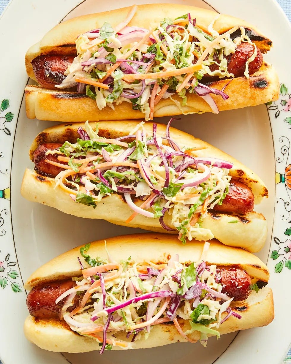 bbq hot dogs with cilantro slaw for camping