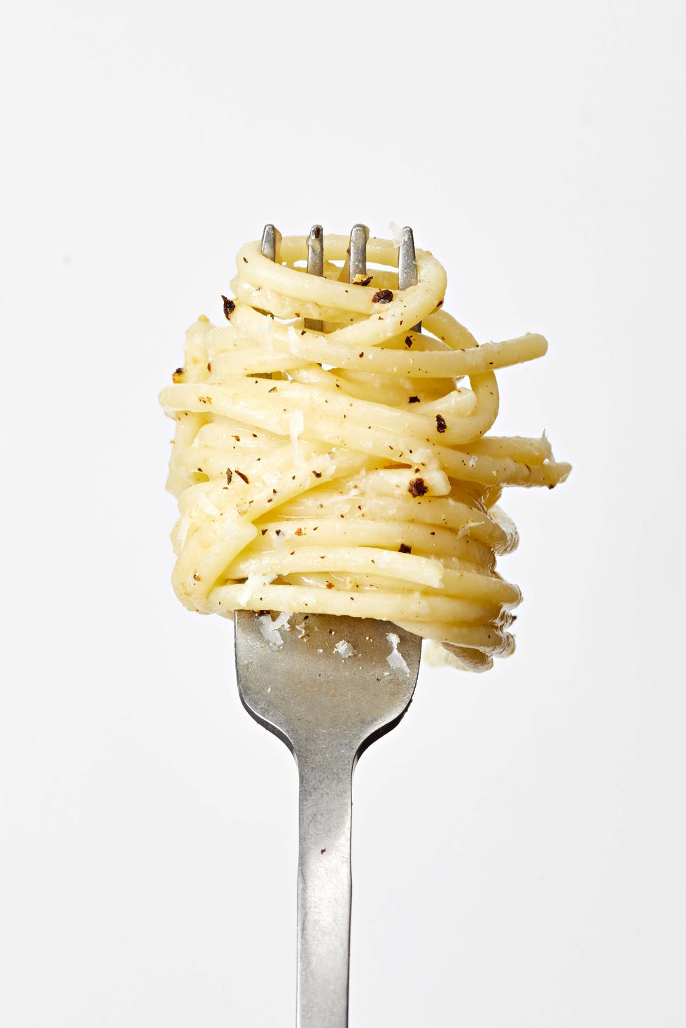 cheesy lemon pepper spaghetti on a fork