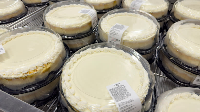 A view of several packages of Kirkland Signature cheesecake