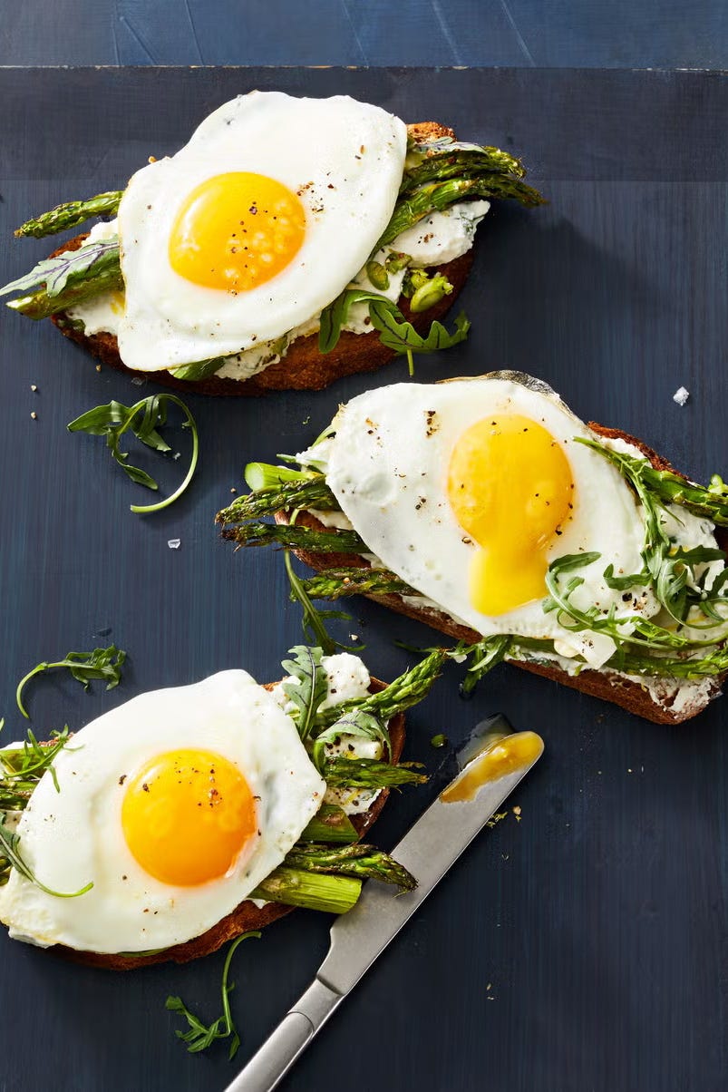 high protein vegetarian recipes ricotta asparagus toast with egg