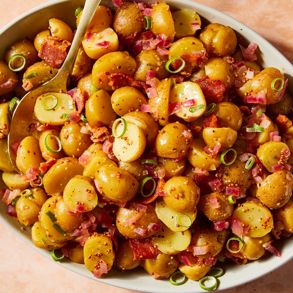 Hot German Potato Salad potato salad with chopped onions and bacon