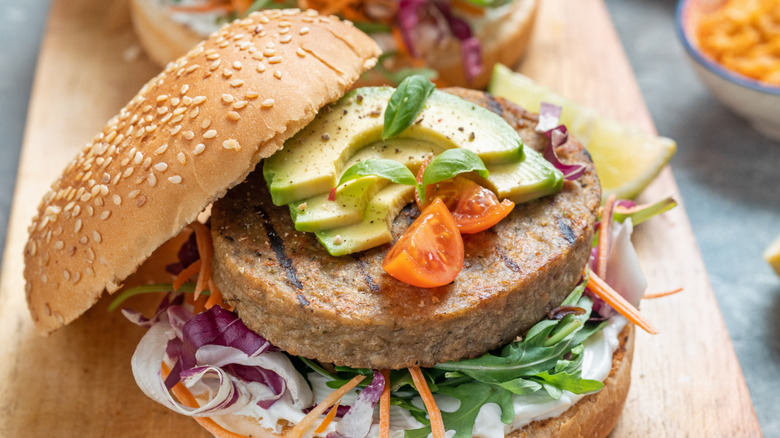vegan burgers with different veggie patties