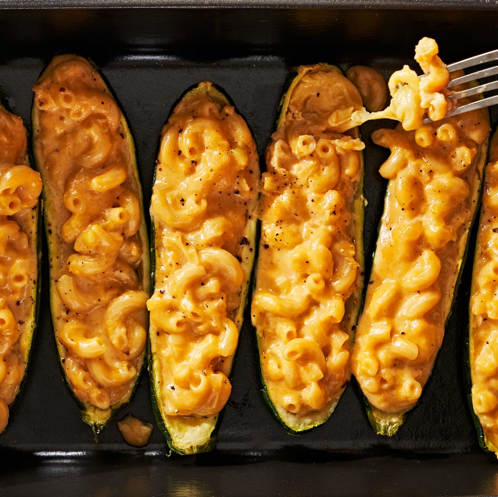 Mac & Cheese Stuffed Zucchini - Delish.com mac and cheese stuffed zucchini boats