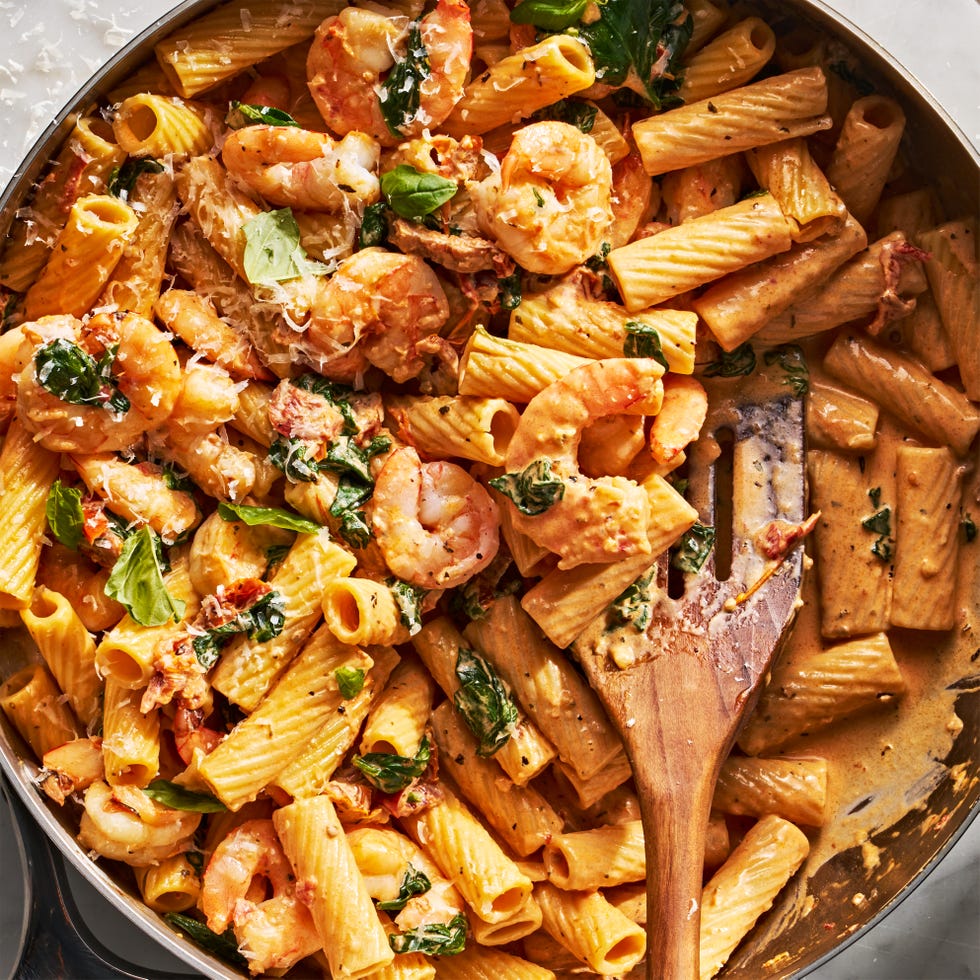 Marry Me Shrimp Pasta rigatoni tossed in a creamy sauce with shrimp