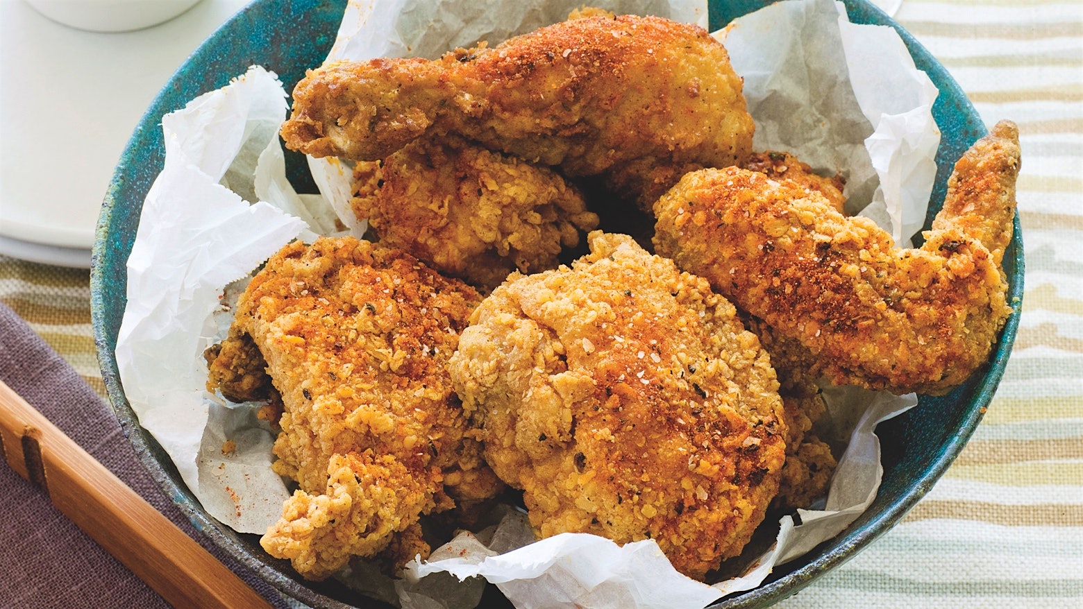 Pieces of fried chicken with wasabi honey from Blue Ribbon