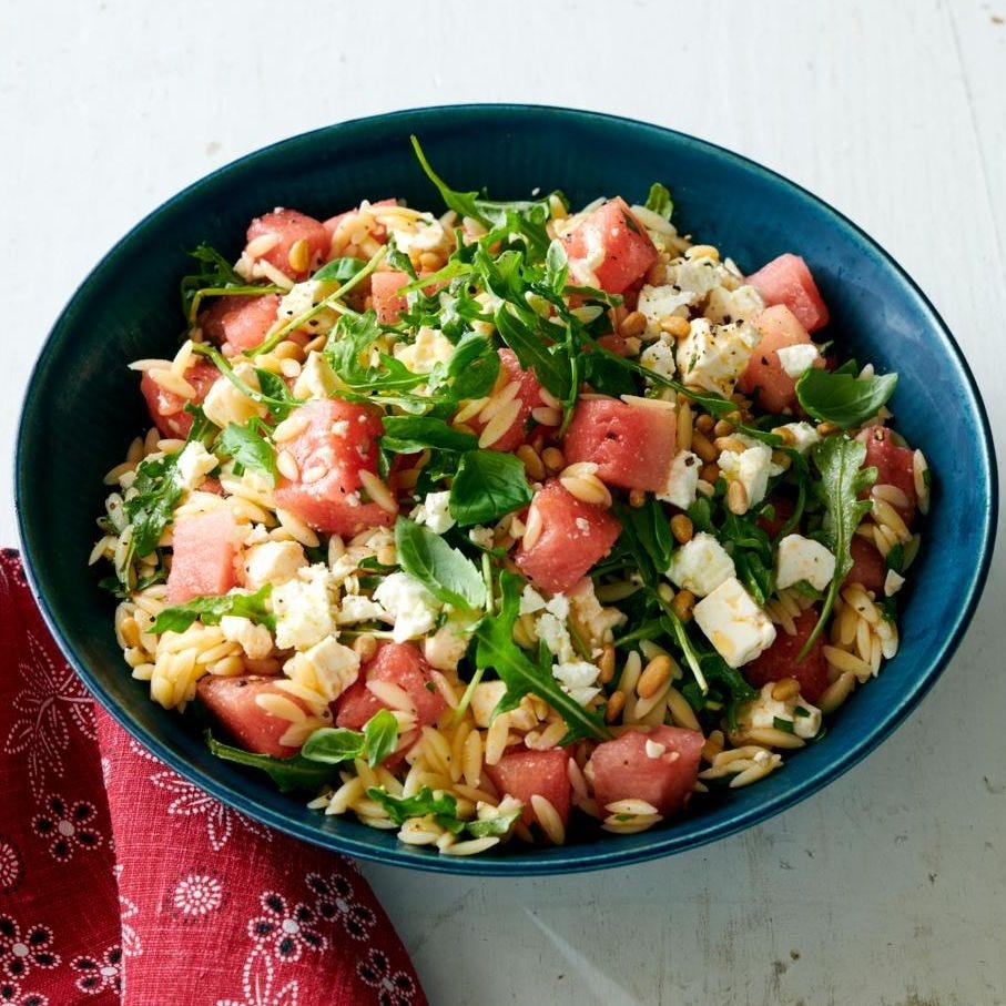 pasta salad recipes watermelon feta orzo salad watermelon feta orzo salad