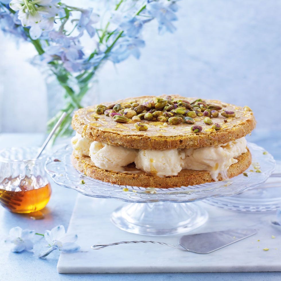 pistachio and honey ice cream cake