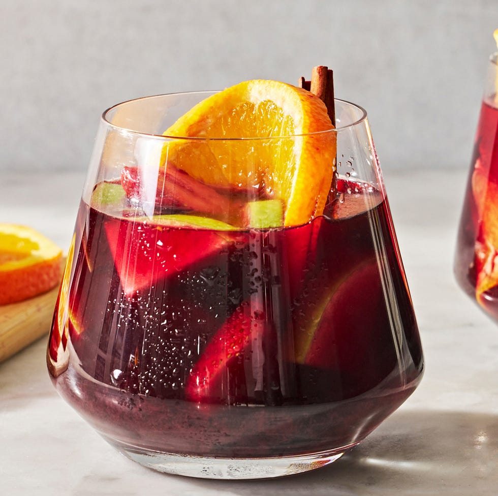 Red Sangria red sangria with fruit and cinnamon sticks