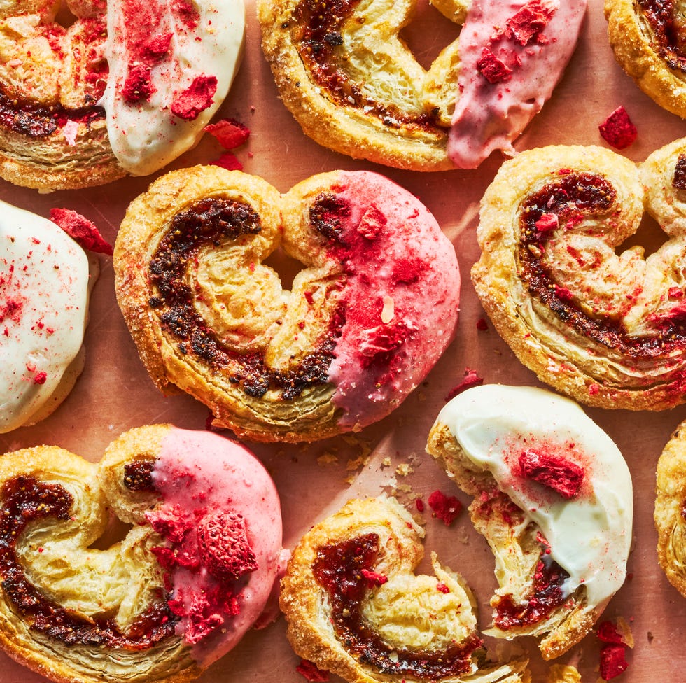 Strawberry Palmiers strawberry palmiers with pink and white icing