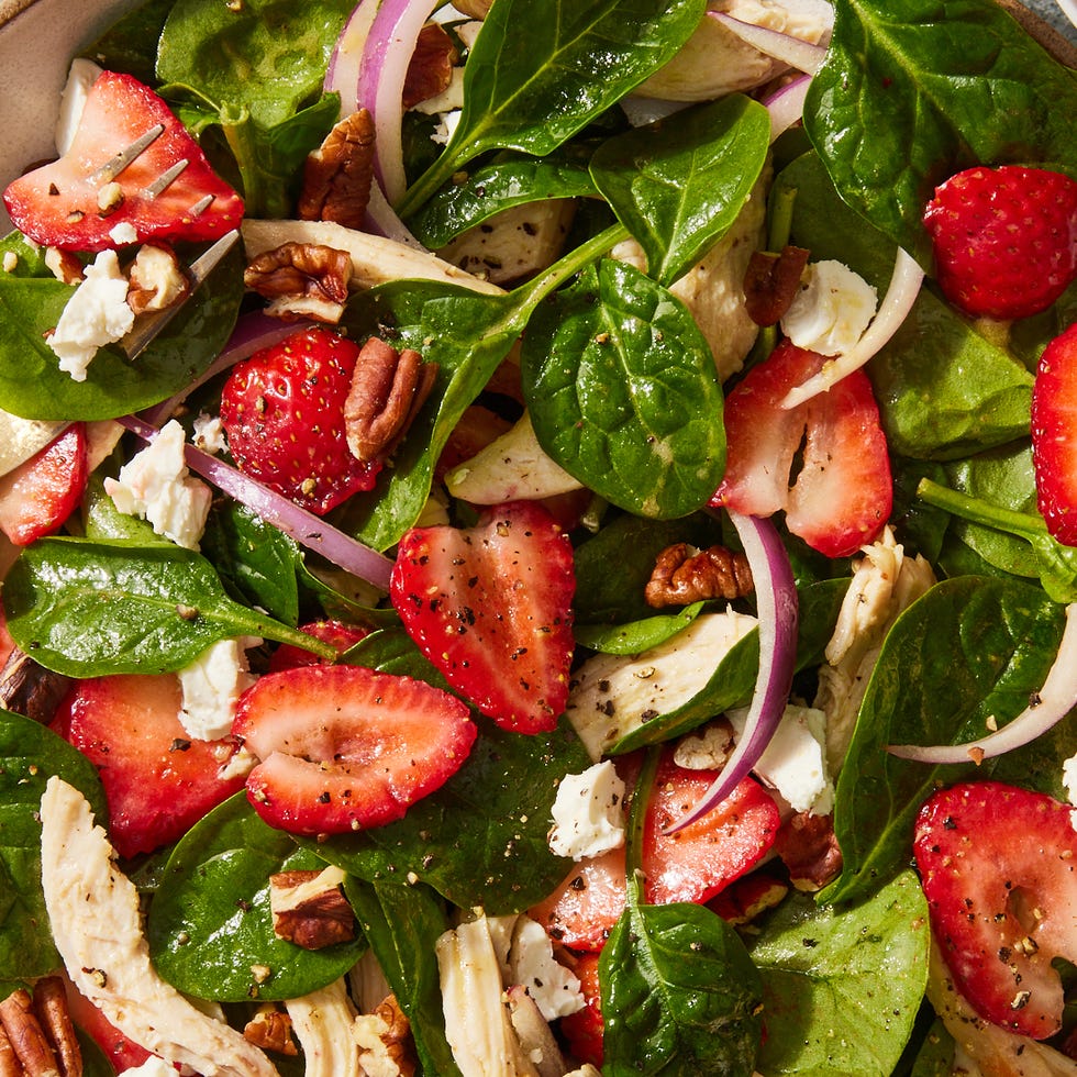 Strawberry Spinach Salad strawberry spinach salad with feta and pecans