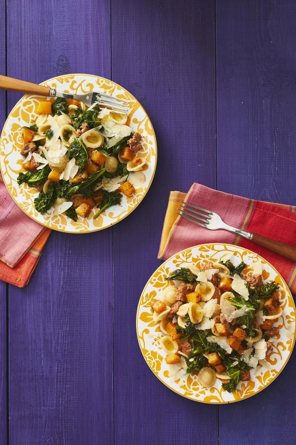 fall pasta orecchiette with butternut squash kale and sausage