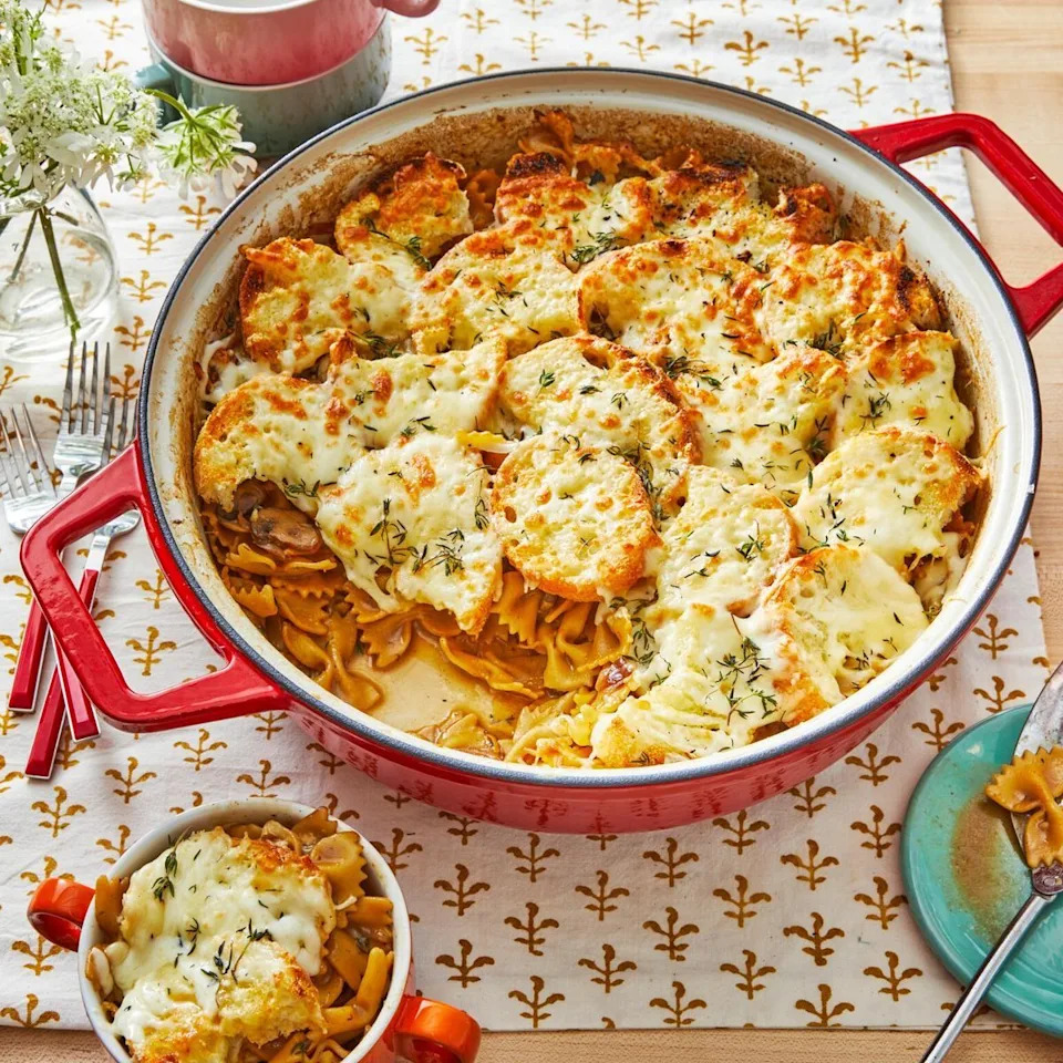 one pot french onion fall pasta