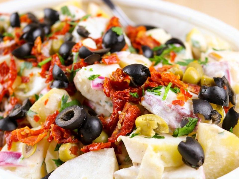 Sub in your favourite salad add-ins to this potato salad recipe.