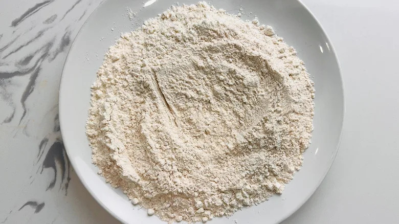 seasoned flour on plate