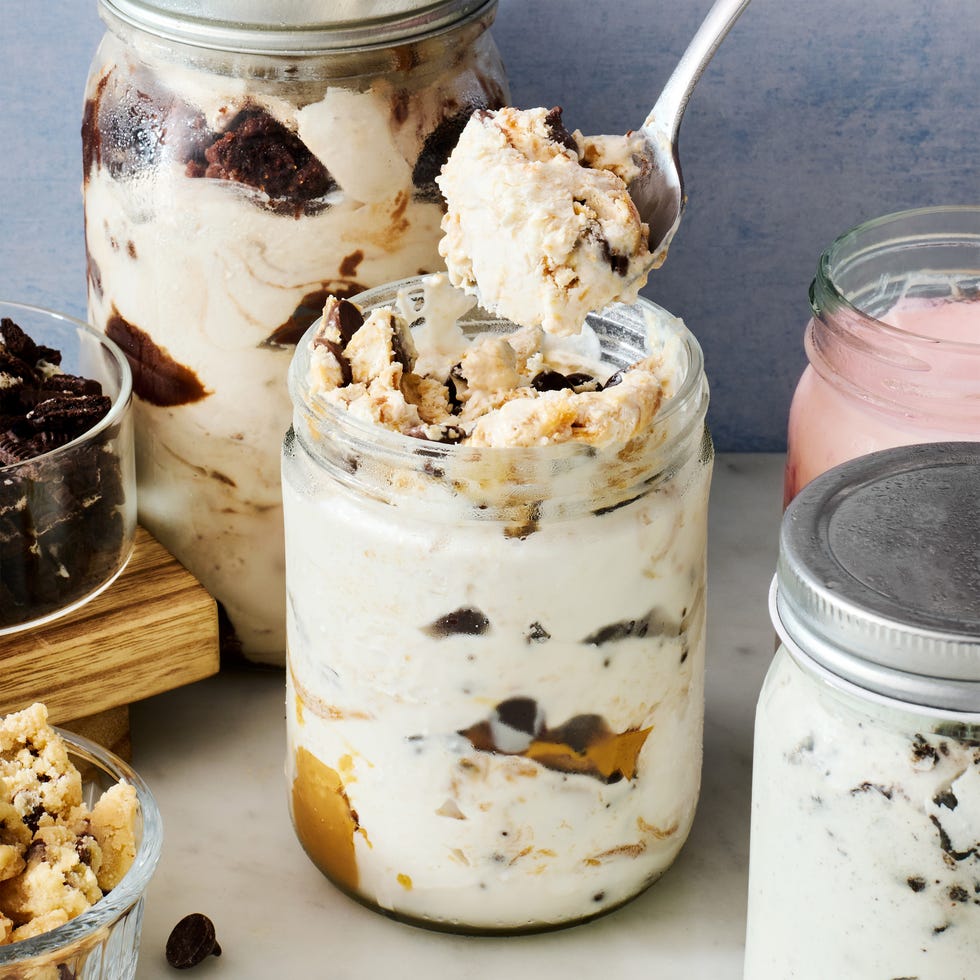 Mason Jar Ice Cream ice cream with toppings made in a mason jar