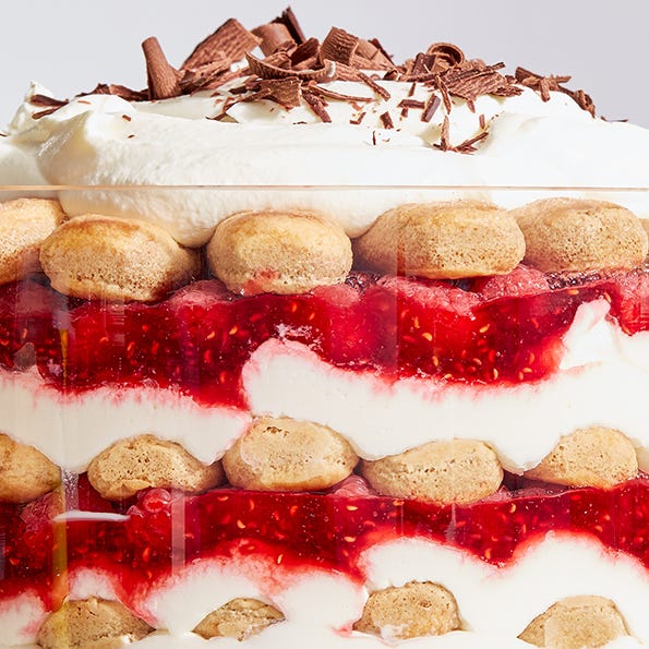Raspberry Tiramisu raspberry tiramisu topped with chocolate shavings