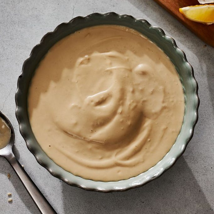 tahini sauce in a dish
