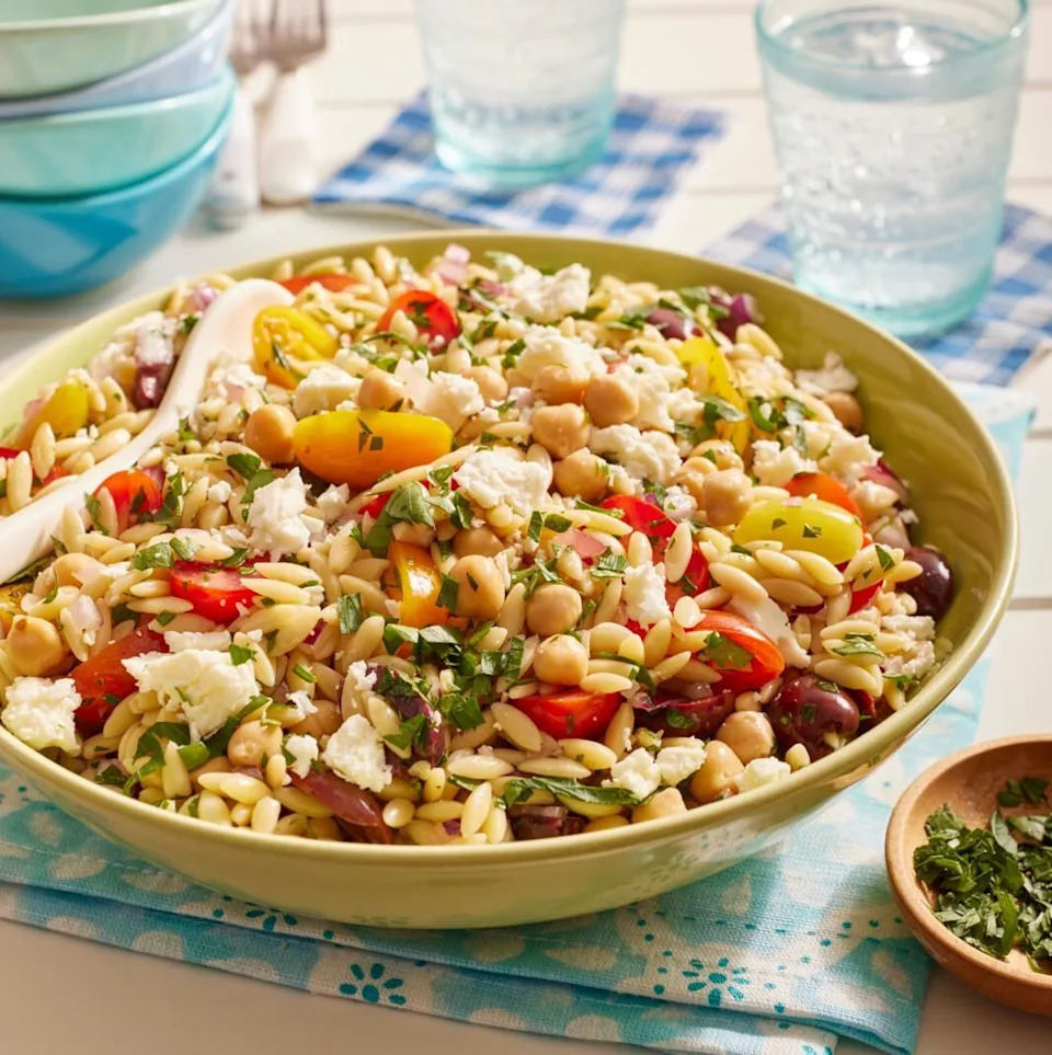 mediterranean orzo salad tailgate food