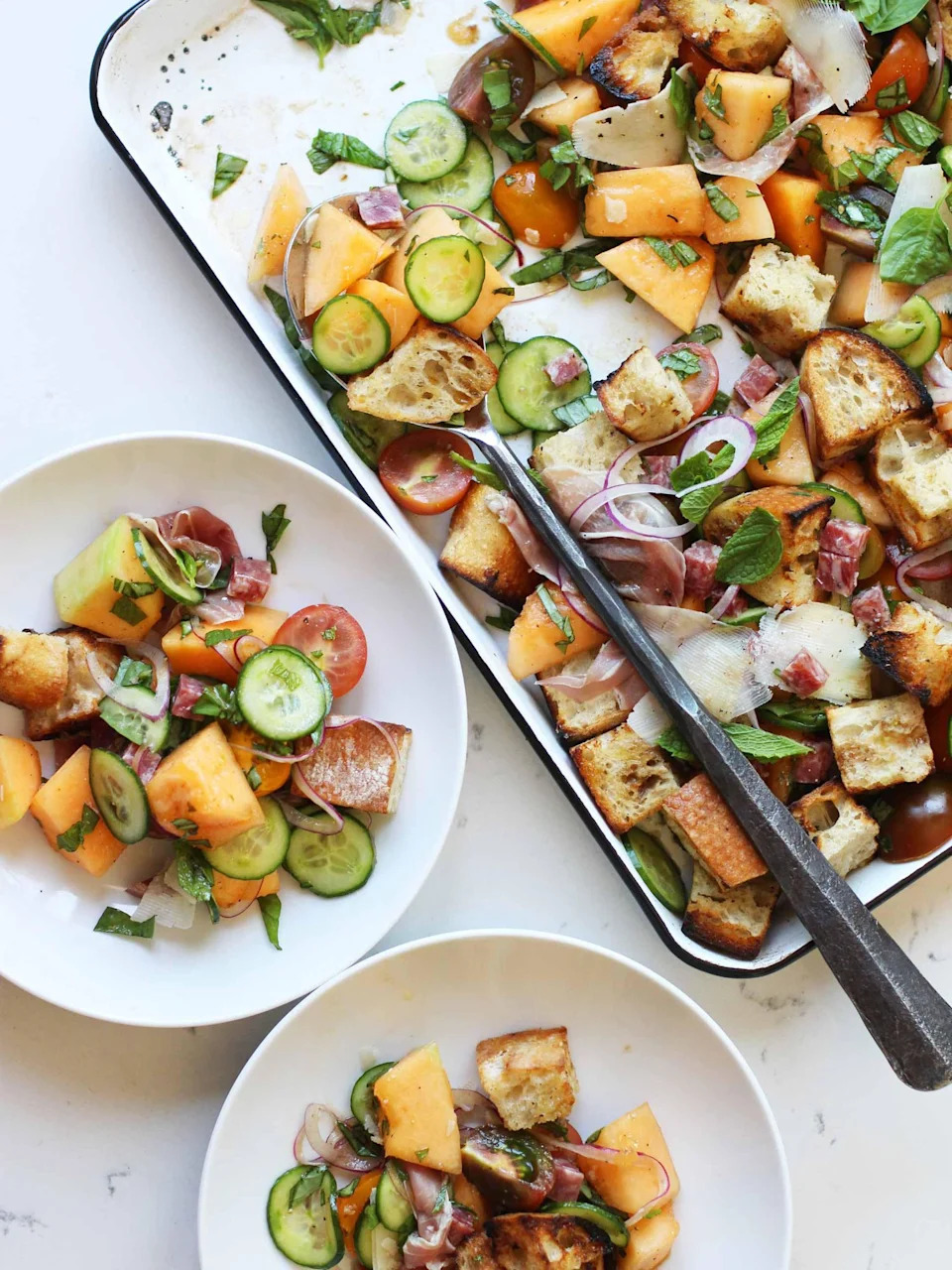 Cantaloupe Panzanella | Brit + Co