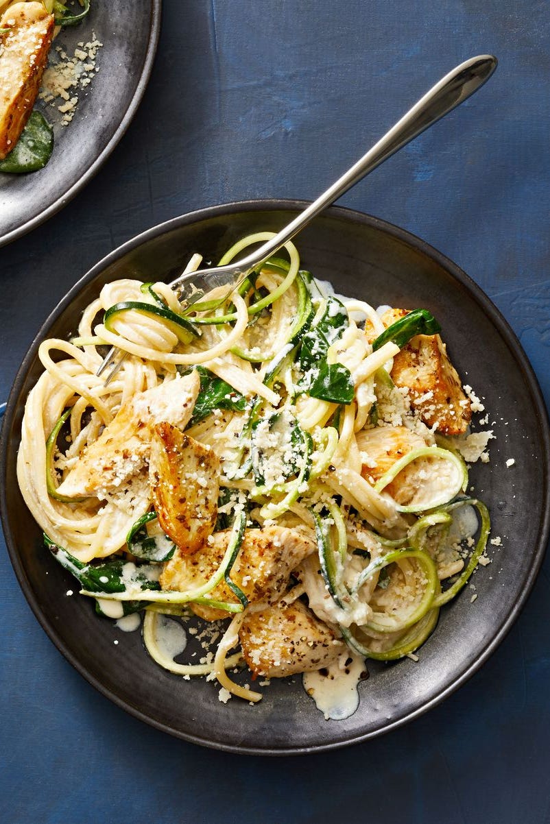 creamy chicken and zoodle spaghetti