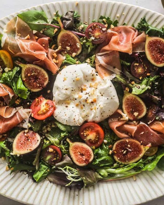 fig recipes fig and burrata salad with maple vinaigrette