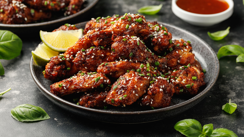 Barbecue chicken wings and drumsticks