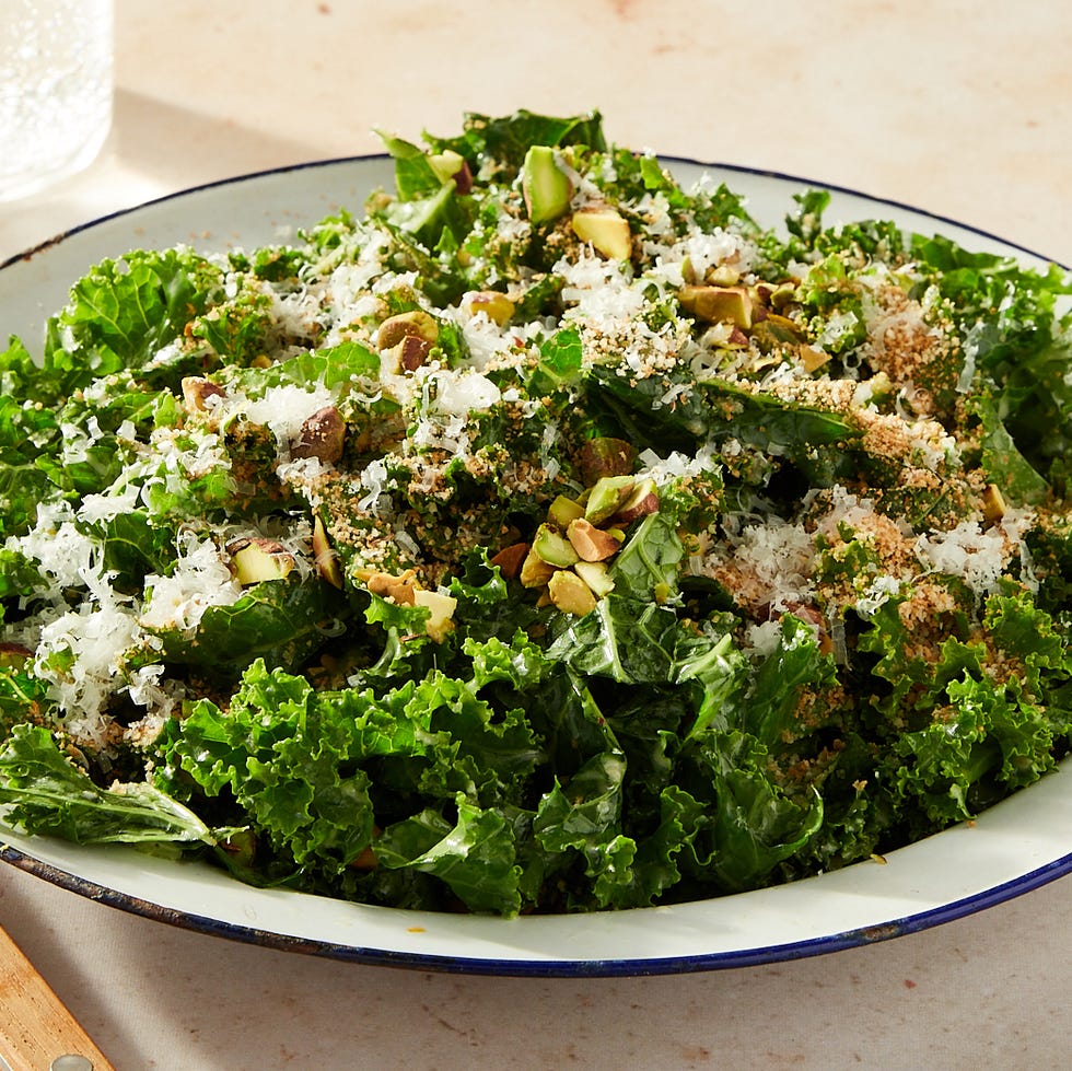 curly kale salad topped with toasted breadcrumbs, pistachios, and pecorino curly kale salad topped with toasted breadcrumbs, pistachios, and pecorino