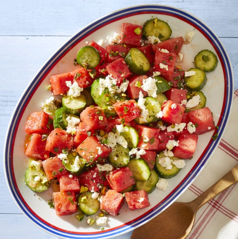 summer watermelon salad with feta and mint