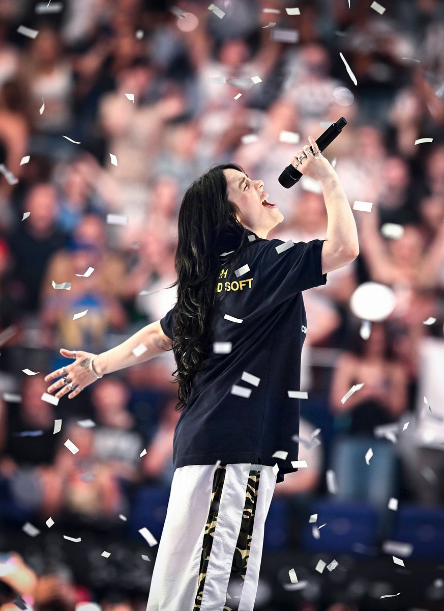 Billie Eilish performs on stage at The O2 Arena on July 10, 2025 in London