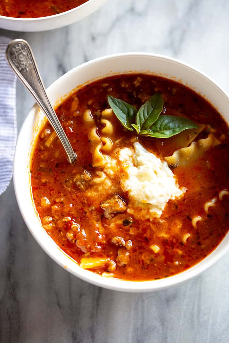 Lasagna Soup brings all the cheesy, saucy comfort of lasagna in a simple, weeknight-friendly soup.