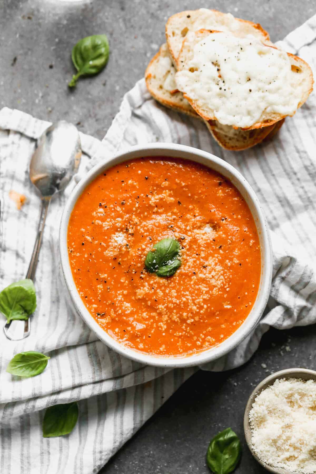 Roasted Tomato Soup is a fresh, homemade take on a classic - perfect paired with a grilled cheese.