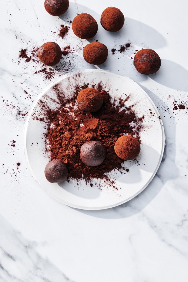 Dark Chocolate Tahini Truffles, from "In Good Health," by Rachel Riggs. (Colin Price)