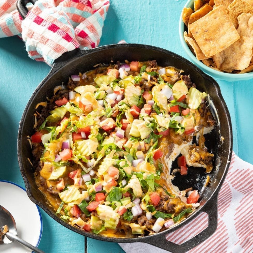 game day foods cheeseburger dip