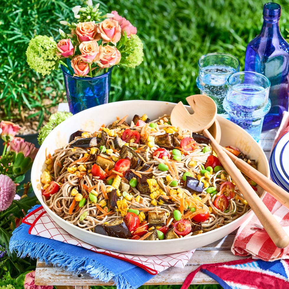 soba noodle and roasted aubergine salad