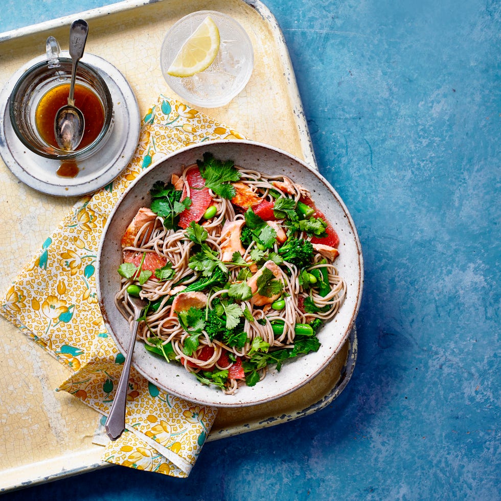 zingy salmon with soba noodles