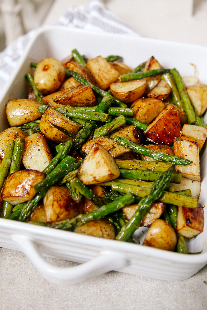 Balsamic Roasted Potatoes w/ Asparagus