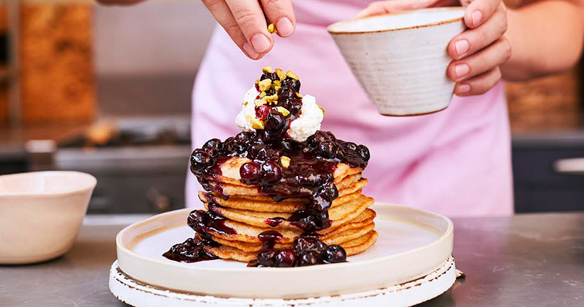 Blueberry, Coconut & Pistachio Pancakes