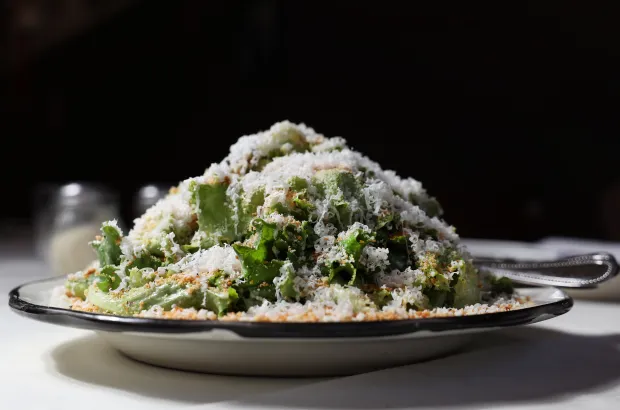 The Caesar salad at Pizz'amici in Chicago, Sept. 25, 2025. (Chris Sweda/Chicago Tribune)